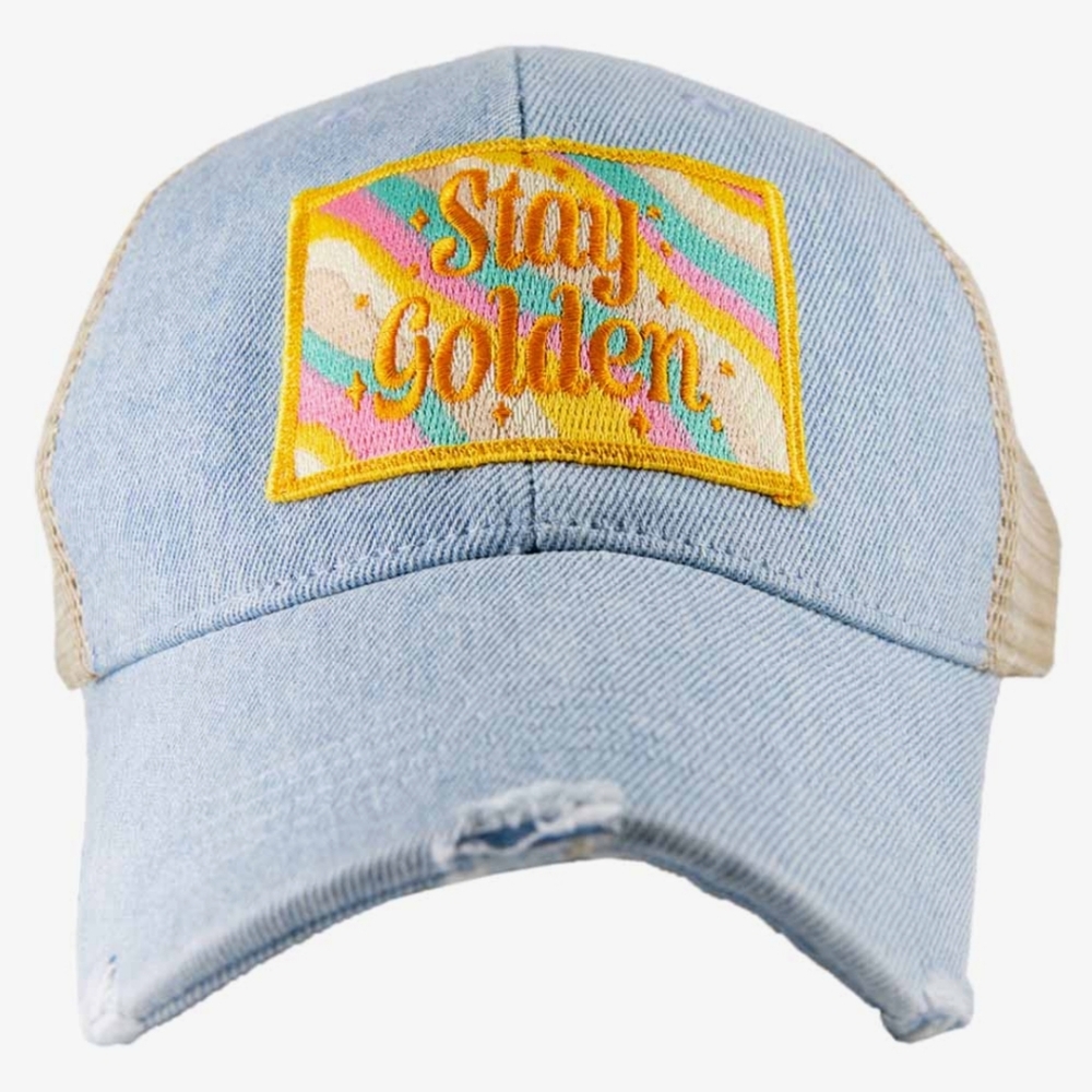 Stay Golden Denim Trucker Hat